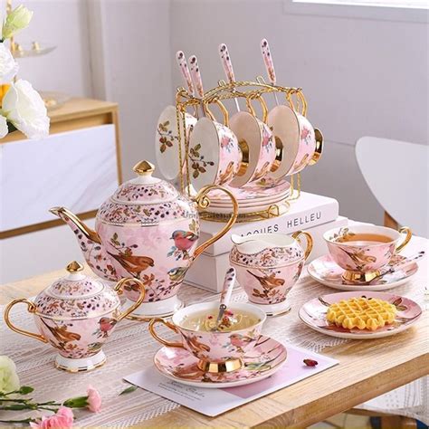 With gaining popularity of vintage style tea set. This Pink Birds Bone China Tea Set is very hot ...