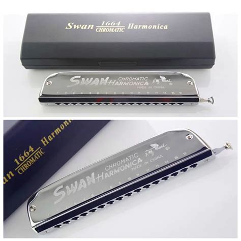 Chromatic Harmonica C Key Swan Boat Shape MondHarmonica 16 Hole 64 ...