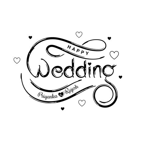 Premium Vector | Happy Wedding calligraphy frame with love shape and ...