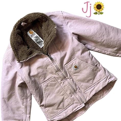 Carhartt Women’s size XS Pink Jacket Sherpa Lined ... - Depop