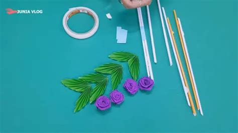 Junia Vlog|wall Decoration With Paper Flowers|easy Wall Decoration With ... | Paper wall decor ...