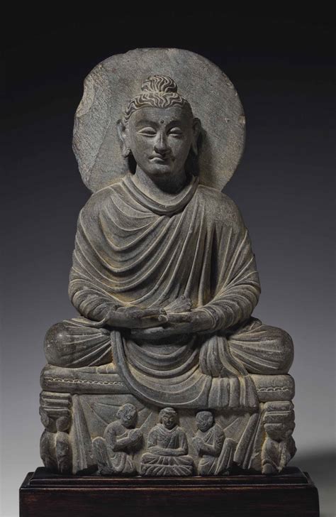 A Gray schist Figure of a Seated Buddha , GANDHARA, 2ND/3RD CENTURY | Christie's