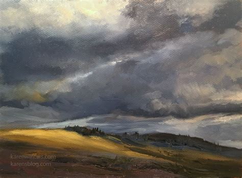 Stormy slope Yellowstone Lamar Valley oil painting by artist Karen Winters, on DailyPainters.com ...