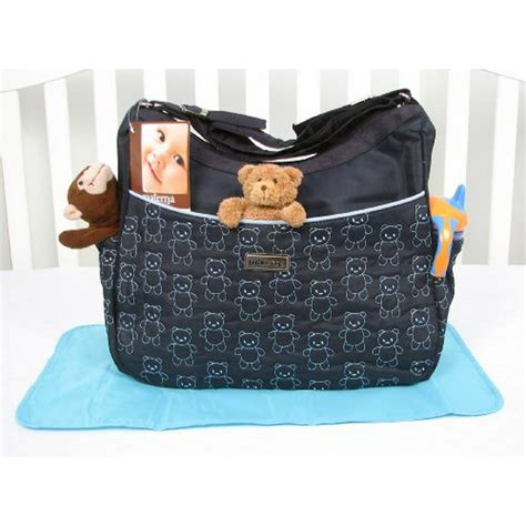 SOHO Blue Stitch Teddy Bears Diaper bag with changing pad - Walmart.com - Walmart.com