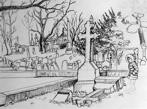 Cemetery Drawing at PaintingValley.com | Explore collection of Cemetery Drawing