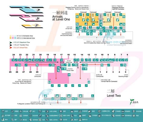 Detailed and Bilingual Map of Shanghai Pudong International Airport