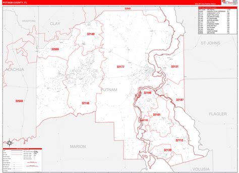 Putnam County, FL Wall Map - Red Line