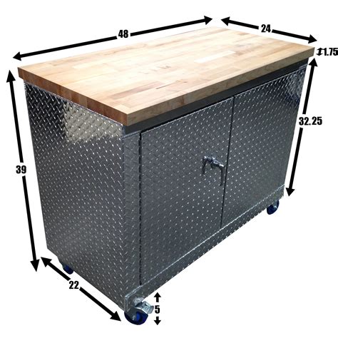 Rolling Garage Workbench - Storage Cabinet - 4 Ft - Diamond Plate Alum ...