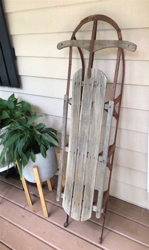 Vintage Snow Sled Antique Wooden and Steel Sled Wooden Snow - Etsy