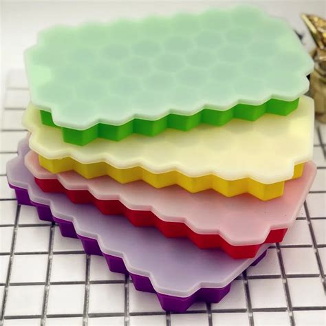 37 Grids Honeycomb Shape Silicone Ice Mold DIY Ice Cube Maker With Lid ...