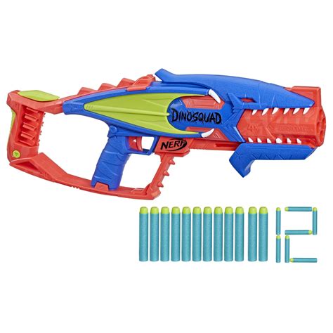 NERF DinoSquad Terrodak, 4 Blasting, Storage, 12 Elite Dart Foam Blasters, Dinosaur Toys for ...