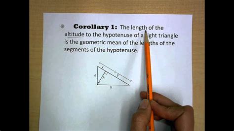 corollary 1 - geometric mean - right triangles - YouTube