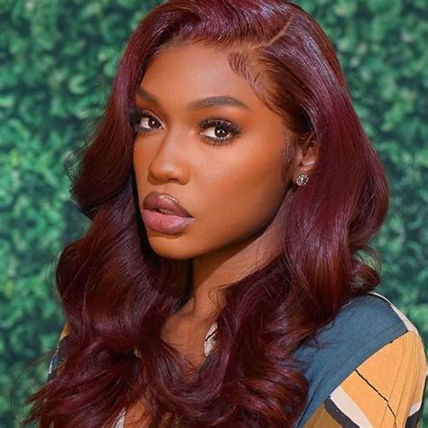 Sofeel 99j Burgundy 13x4 Lace Front Body Wave Wig 100% Human Wig | Burgundy hair, Hair color ...