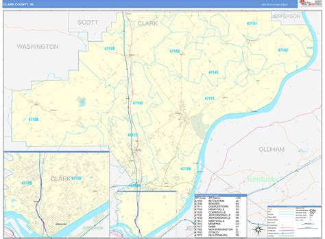 Clark County, IN Zip Code Wall Map Basic Style by MarketMAPS - MapSales