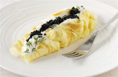 Duck Egg Omelette With Caviar and Sour Cream - Kosher Bread Pro