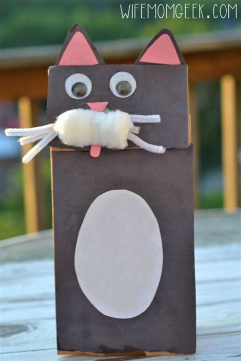 Cat Paper Bag Puppet | Fun Family Crafts