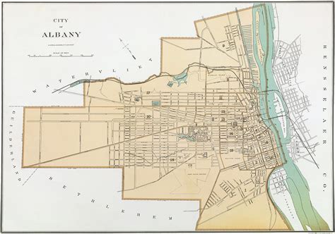 Vintage Map of Albany NY Drawing by CartographyAssociates - Fine Art ...