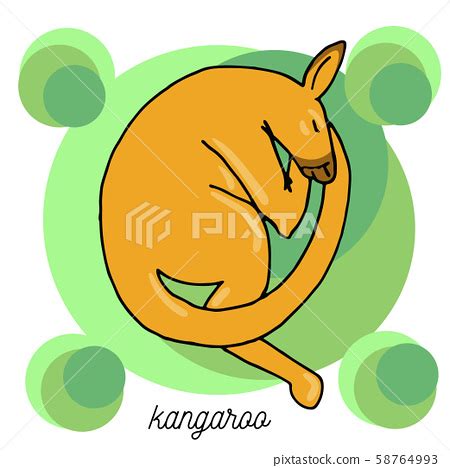 Sleeping baby kangaroo. Vector outline cartoon... - Stock Illustration [58764993] - PIXTA