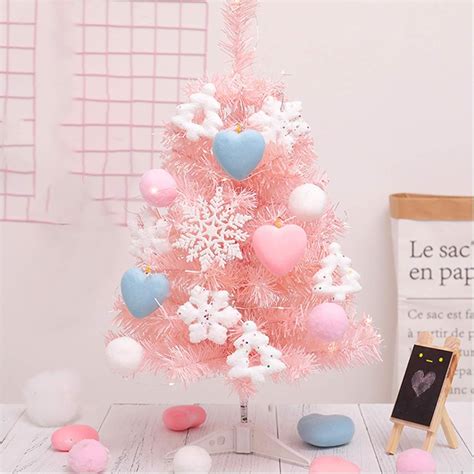 Mini Pink Christmas Tree with Lights - 2ft Pre Lit Artificial Christmas ...