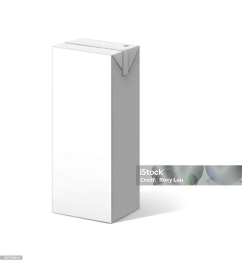 Milk Box Illustration Realism Plain Paper Package White On White ...