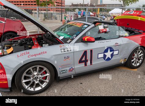 Detroit, Michigan - A Ford Mustang decorated to look like the P-51 ...