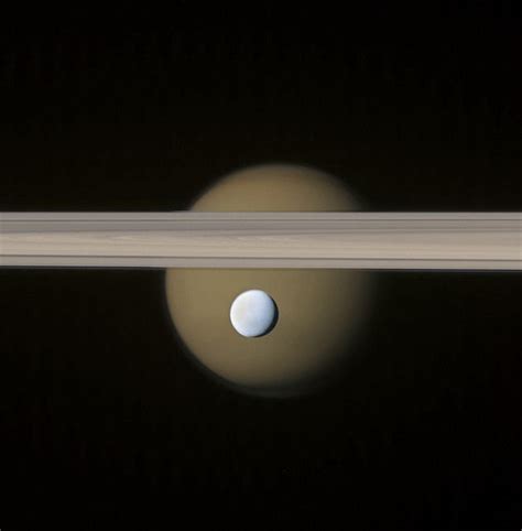 Saturn's rings Titan Enceladus N00184815-16-17 - March 12, 2012 - Credit: NASA/JPL/Space Science ...