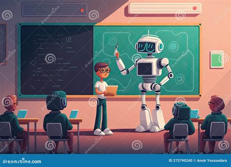 AI Robot As a Teacher is Teaching Student in Classroom instead of a ...