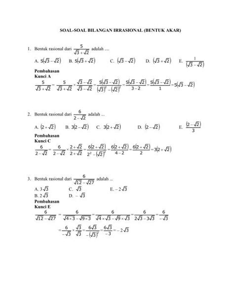 Contoh Soal Dan Jawaban Bilangan Rasional Dan Irasional - Jawaban Buku