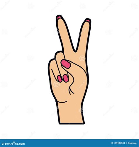 Hand Peace Sign, Hand Gesture Victory Symbol - Thin Line Icon. Professional, Pixel-aligned ...