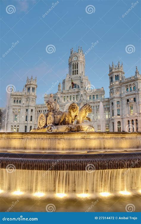 Cibeles Fountain at Madrid, Spain Stock Photo - Image of building ...