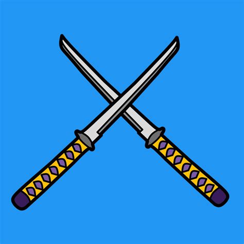 illustration of 2 swords clashing against each other on a blue ...