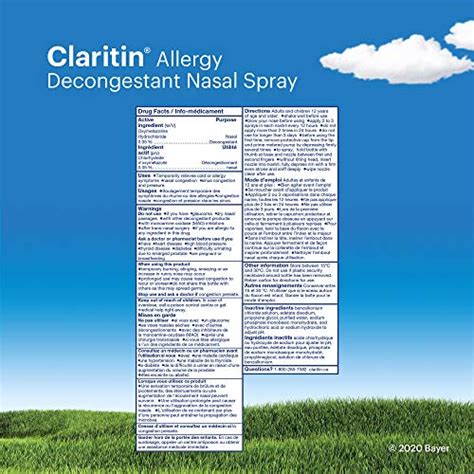 Claritin Allergy Decongestant Nasal Spray, Fast Acting Relief, 25ml ...