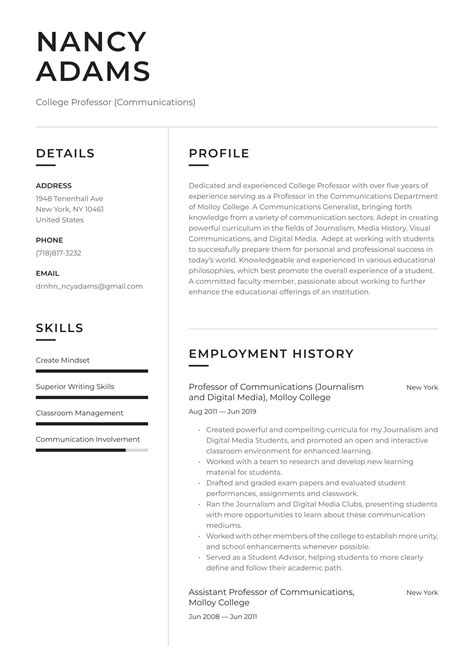 College Professor Resume Examples & Templates (2024) · Resume.io