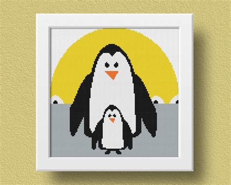 Penguin Free Cross Stitch Pattern | StitchyLuna Contemporary Embroidery, Modern Embroidery ...