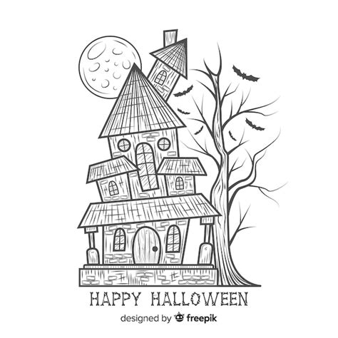 Free Vector | Terrific hand drawn halloween haunted house