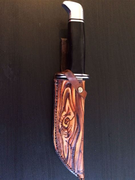 Buy a Hand Made Custom Leather Buck Knife Sheath, made to order from Saxon fine art works ...