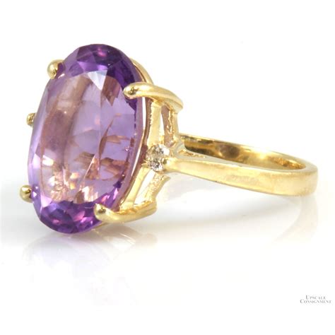 14K Gold 5.65ct Amethyst & .06ctw Diamond Ring | Upscale Consignment