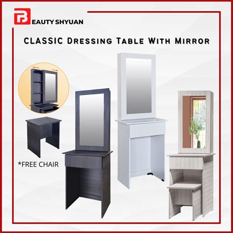 CLASSIC Makeup Table Dressing Table With Mirror Table Mirror Meja Solek ...