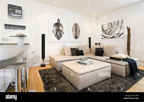 Living Room With Big Sofa Stock Photo - Alamy