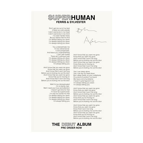 Signed Superhuman Lyric Poster | Ferris & Sylvester Official Store – Archtop Records Official Store