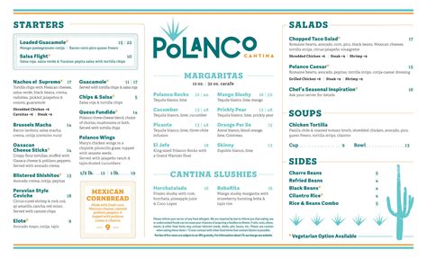 Menus | Polanco Cantina