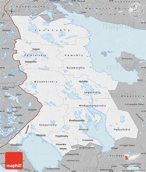 Gray Map of Republic of Karelia