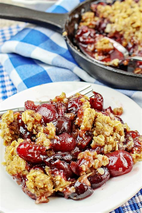 Cast Iron Skillet Bing Cherry Crumble Recipe - Home Cooking Memories