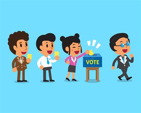 Cartoon People Putting Voting Paper in the Ballot Box Stock Vector - Illustration of decision ...