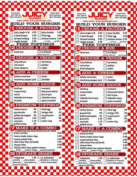 Menu for Super Burger Drive In, Porterville, CA