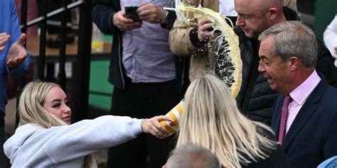 Nigel Farage has been hit by a milkshake again while campaigning in ...