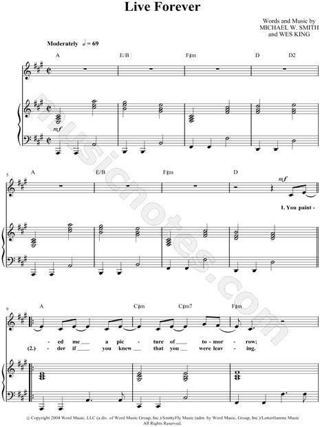 Michael W. Smith "Live Forever" Sheet Music in A Major - Download ...