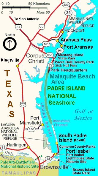 Map of Padre Island National Seashore | Selena | South padre island ...