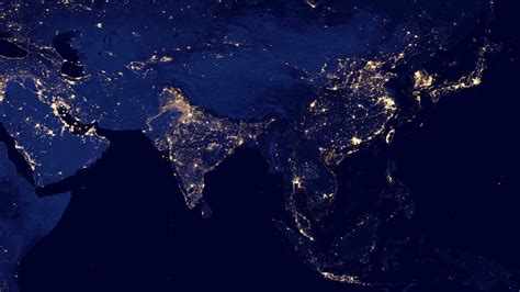 4K, Asia, Korean, Earth, satellite imagery, India, Japan, city lights ...