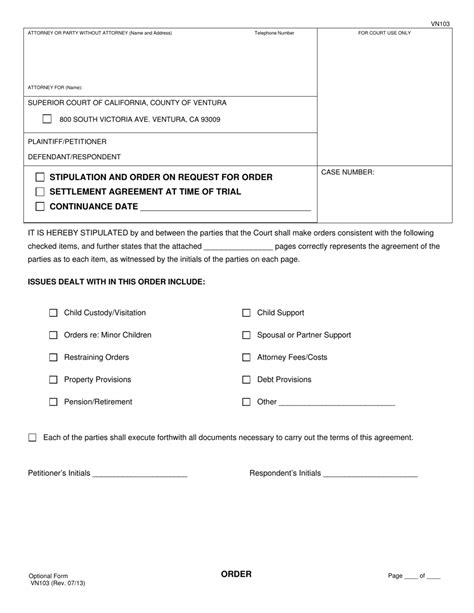 Form VN103 - Fill Out, Sign Online and Download Fillable PDF, County of Ventura, California ...